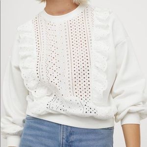 H&M white eyelet sweatshirt